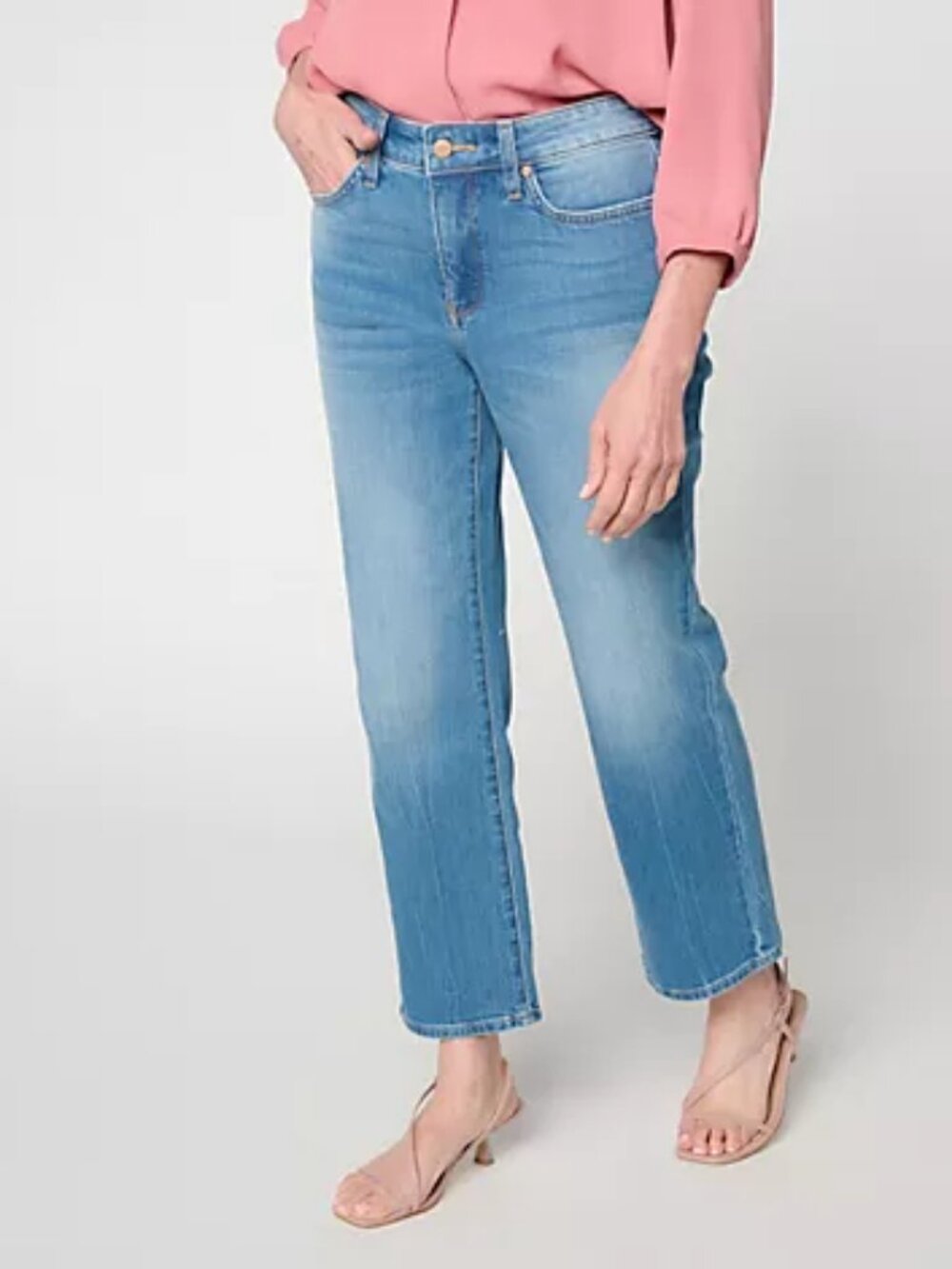 NYDJ Marilyn Straight-Leg Ankle Jeans w/ Novelty Details, Pacifica Sz 14W a72734